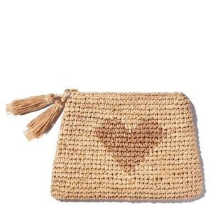 COPY - AERIN Heart Raffia Zip Pouch